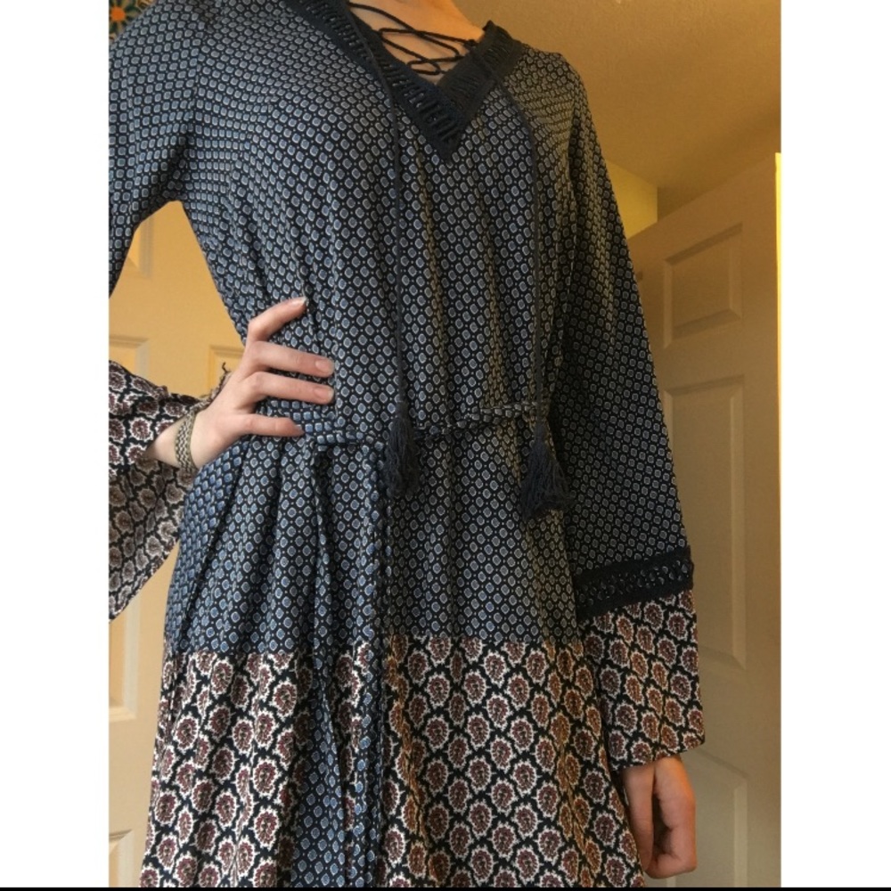 Bohemian blue and maroon dress from Francesca's